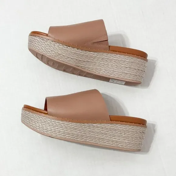 FitFlop NWB Sz 10 Beige  Eloise Espadrille Leather Wedge Slide - Picture 8 of 10